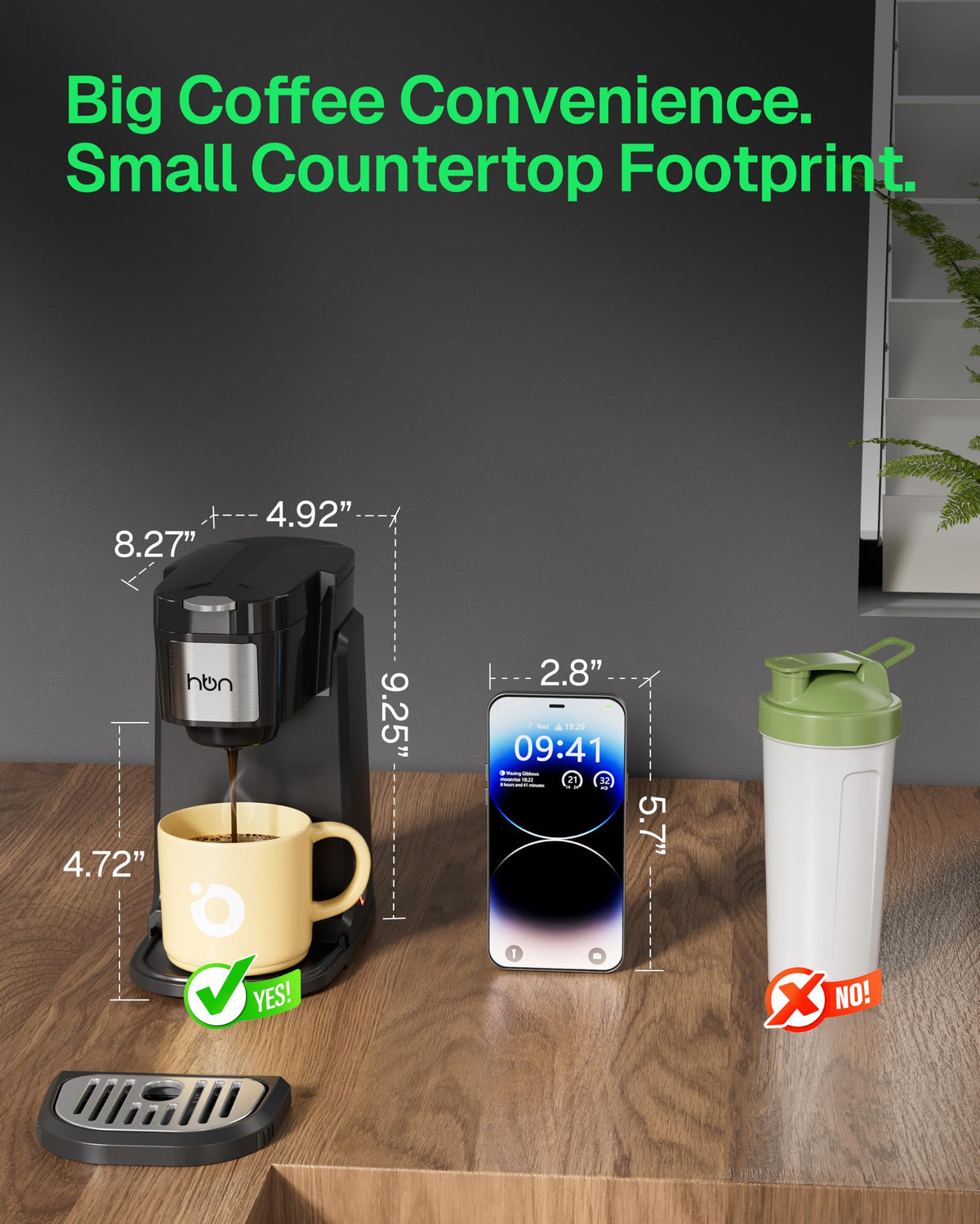 Single Serve Coffee Maker for K-Cup & Ground Coffee, Black E459