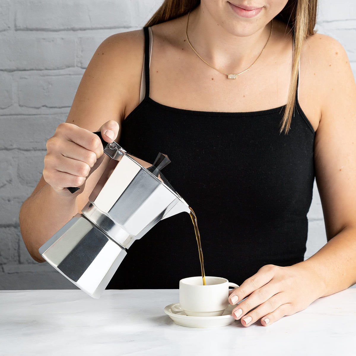 Stovetop Espresso and Coffee Maker, 6 Espresso Cups, Silver W229587