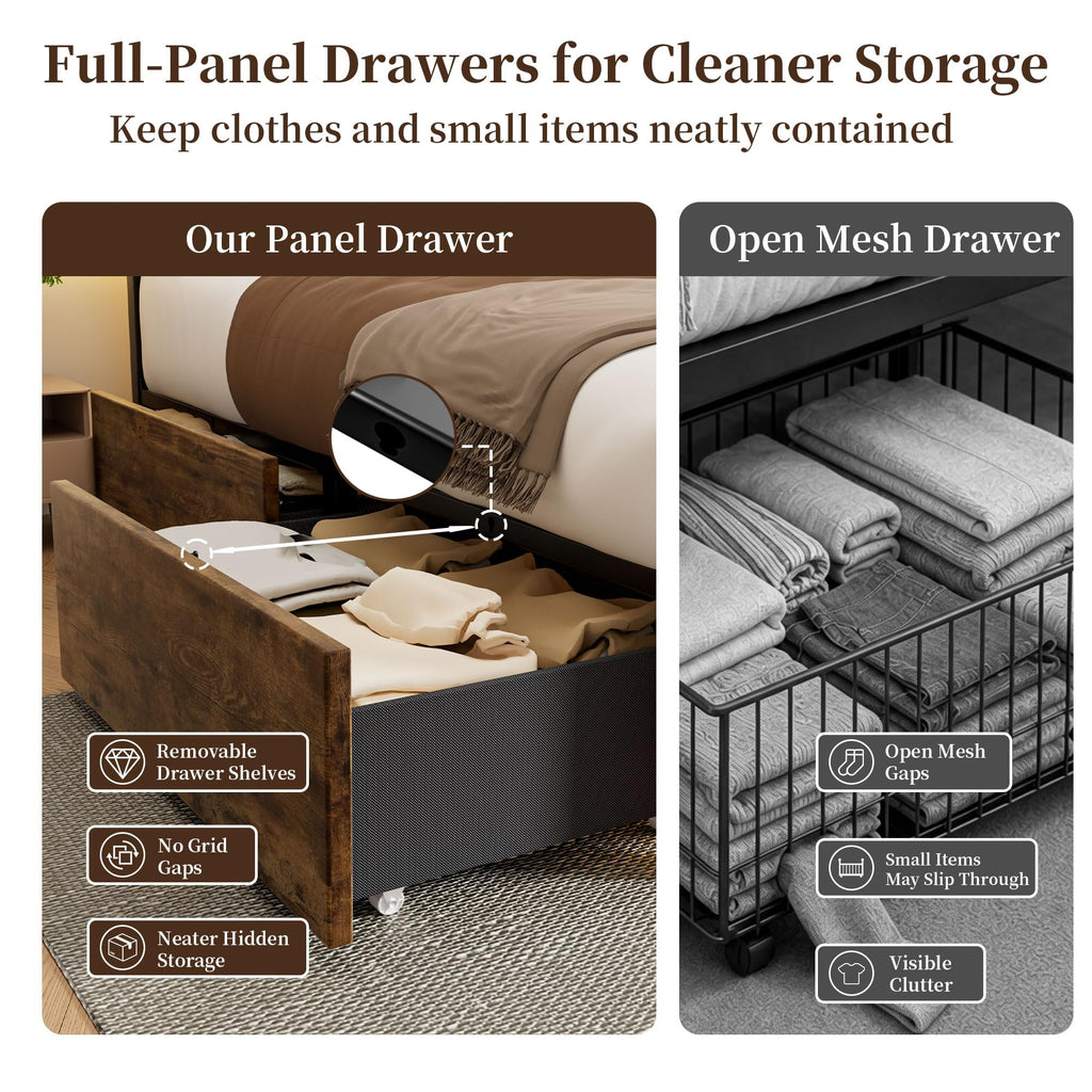 Full Bed Frame with 4 Storage Drawers B25696