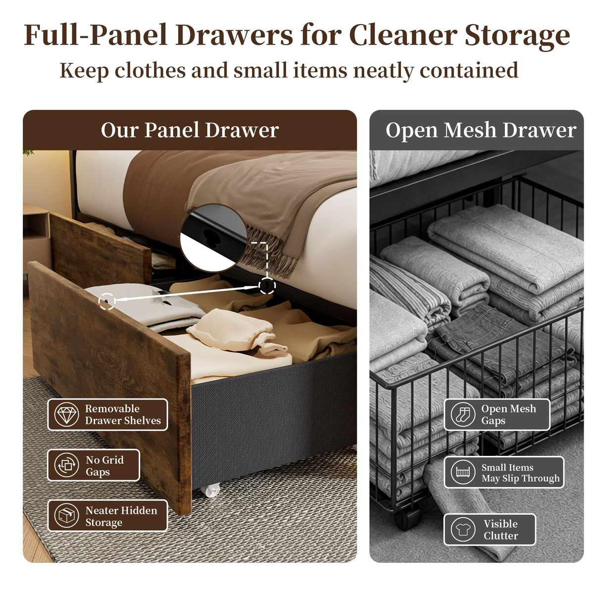 Full Bed Frame with 4 Storage Drawers B25696
