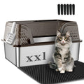 XXL Stainless Steel High Sided Cat Litter Box with Mat & Scoop K5456
