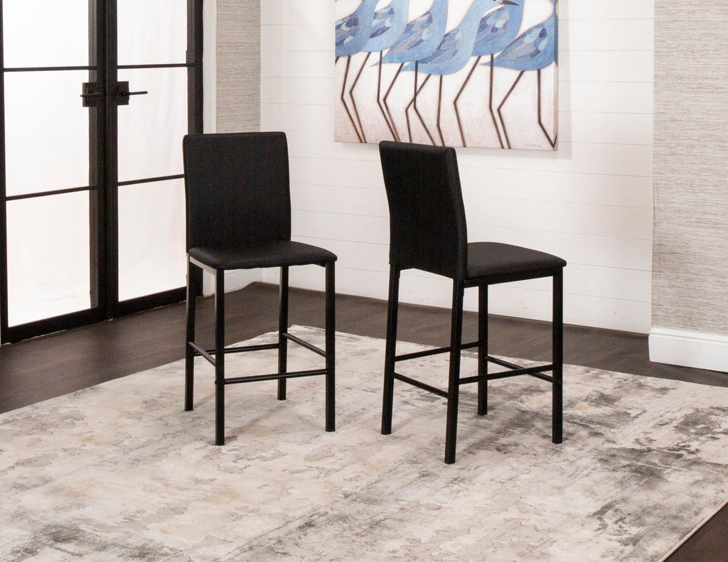 Black Faux Leather Barstools Set of 6 I715
