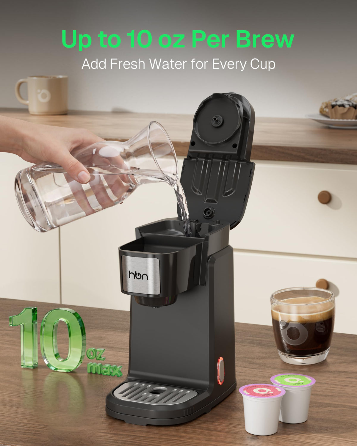 Single Serve Coffee Maker for K-Cup & Ground Coffee, Black E459