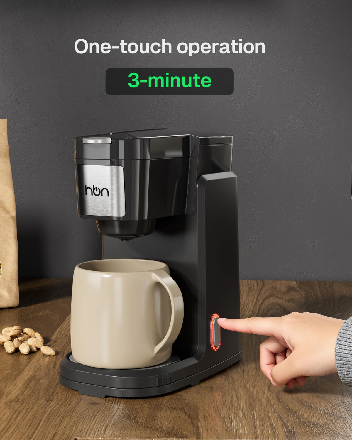 Single Serve Coffee Maker for K-Cup & Ground Coffee, Black E459