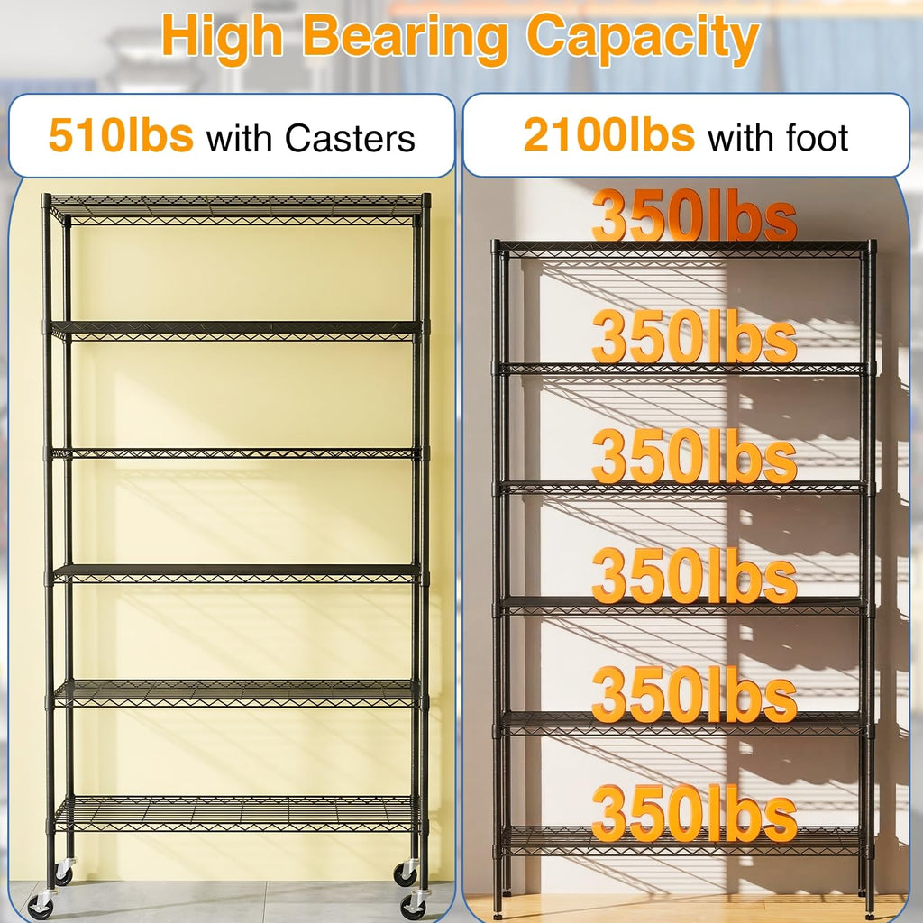6-Tier Wire Shelf with Wheels W220