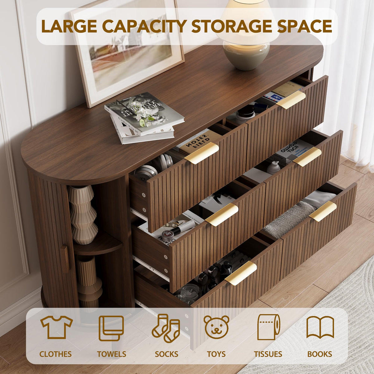 Fluted 6 Drawer Dresser X799957