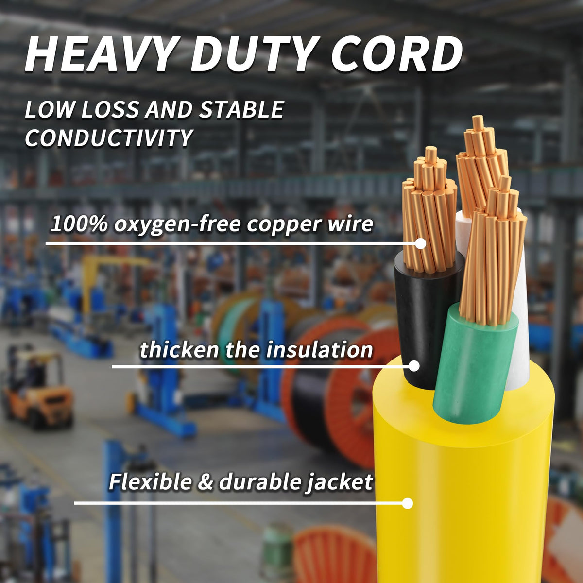 12 FT 12 Gauge Yellow Heavy Duty Outdoor Extension Cord Waterproof Y1676