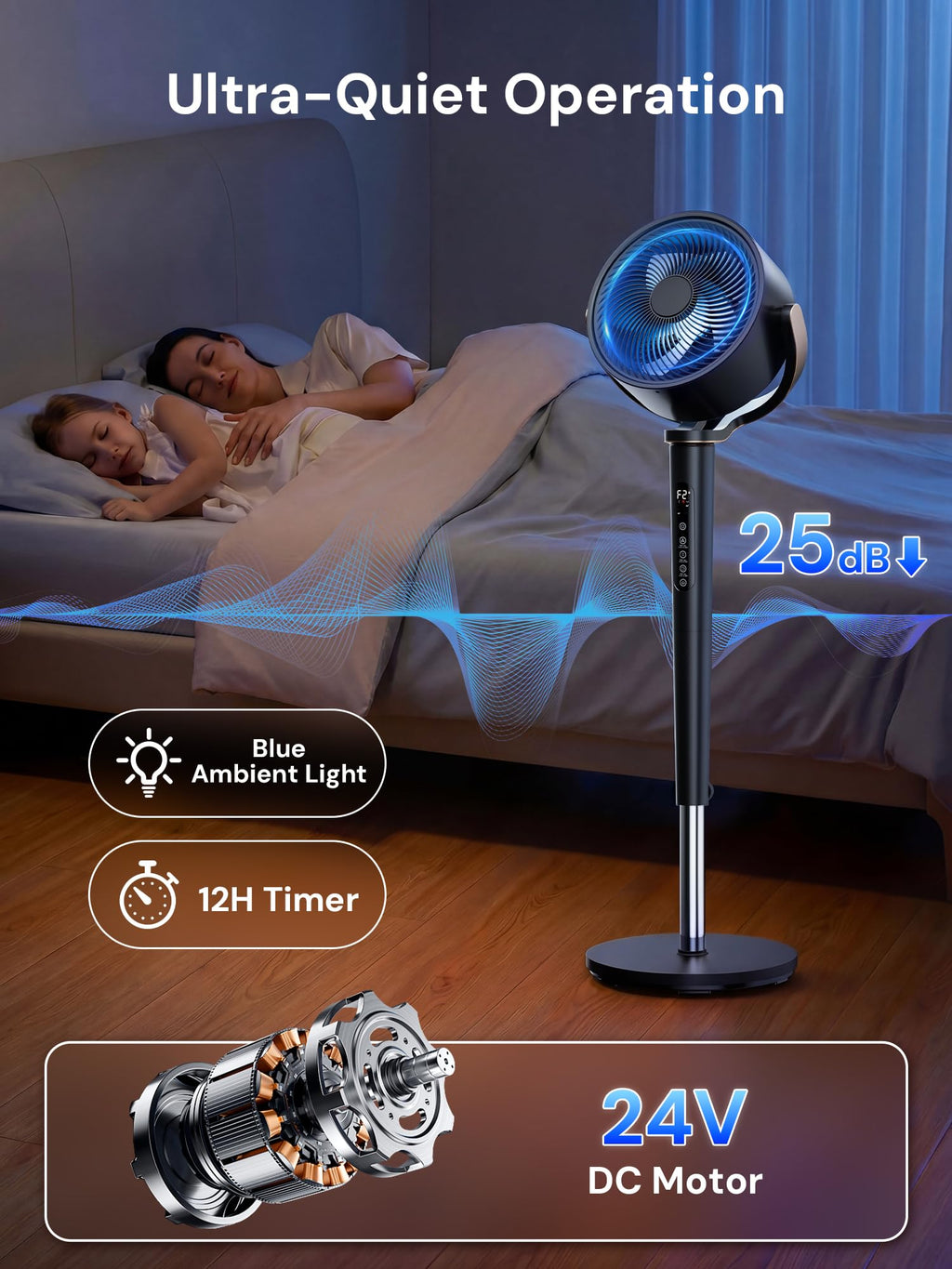 Black Adjustable Pedestal Fan with Oscillation Q844736