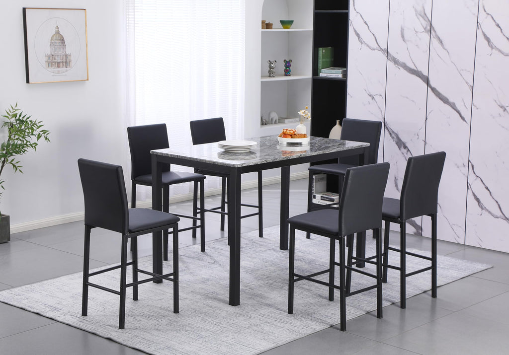 Black Faux Leather Barstools Set of 6 I715