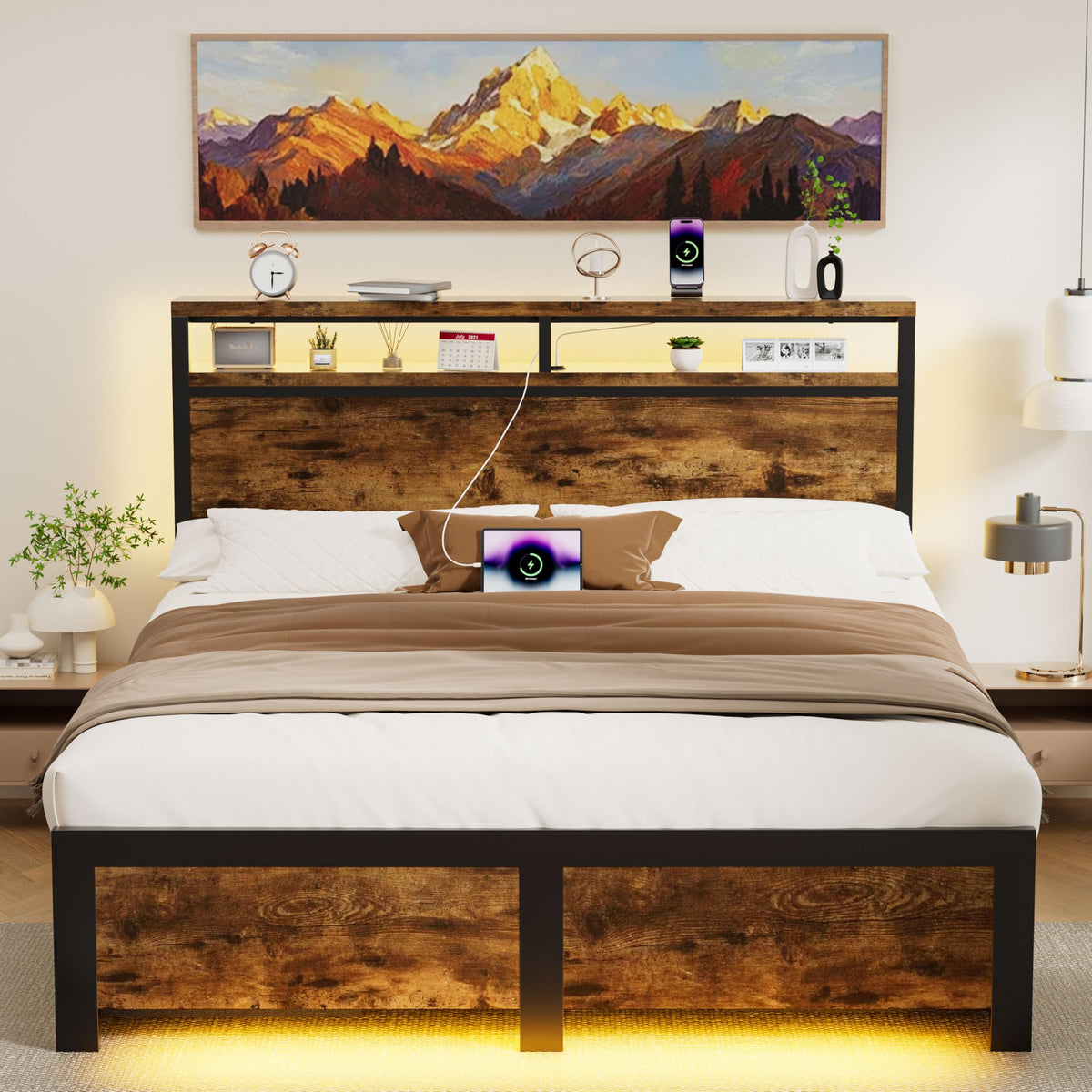 Full Bed Frame with 4 Storage Drawers B25696