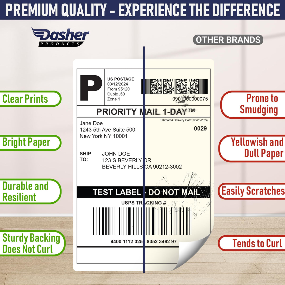 Thermal Shipping Labels 4x6, Water Resistant, Strong Adhesive, 220 per Roll U900645