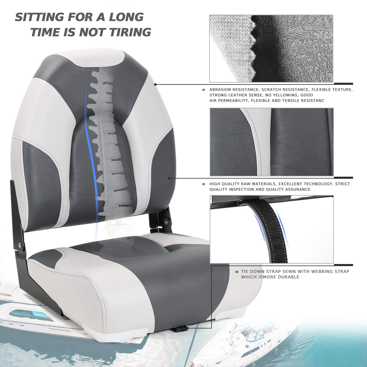 High Back Folding Boat Seats 2 Pack I581441