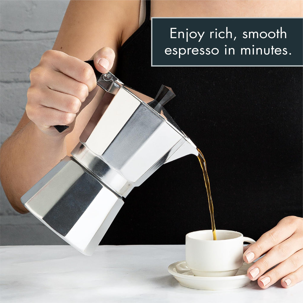Stovetop Espresso and Coffee Maker, 6 Espresso Cups, Silver W229587