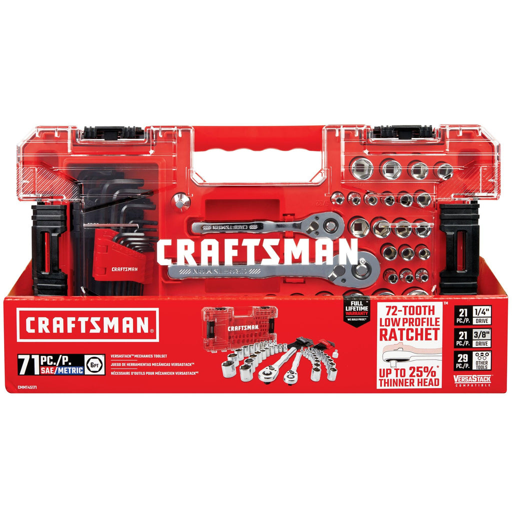 1/4 and 3/8 Inch Drive 71 Piece Mechanics Tool Set A876571
