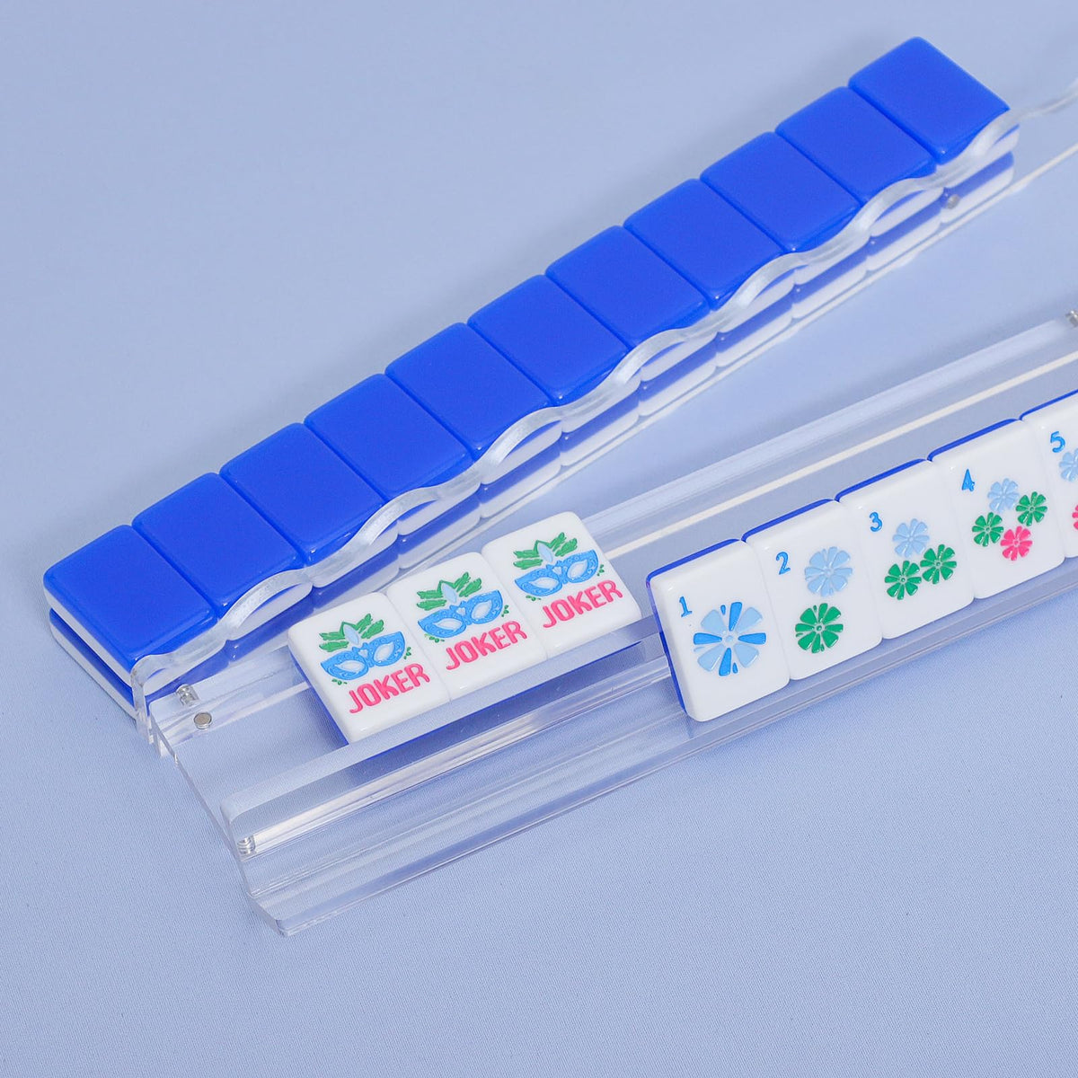 4-Pack Clear Acrylic Mahjong Racks with Pushers 19.7" V2907