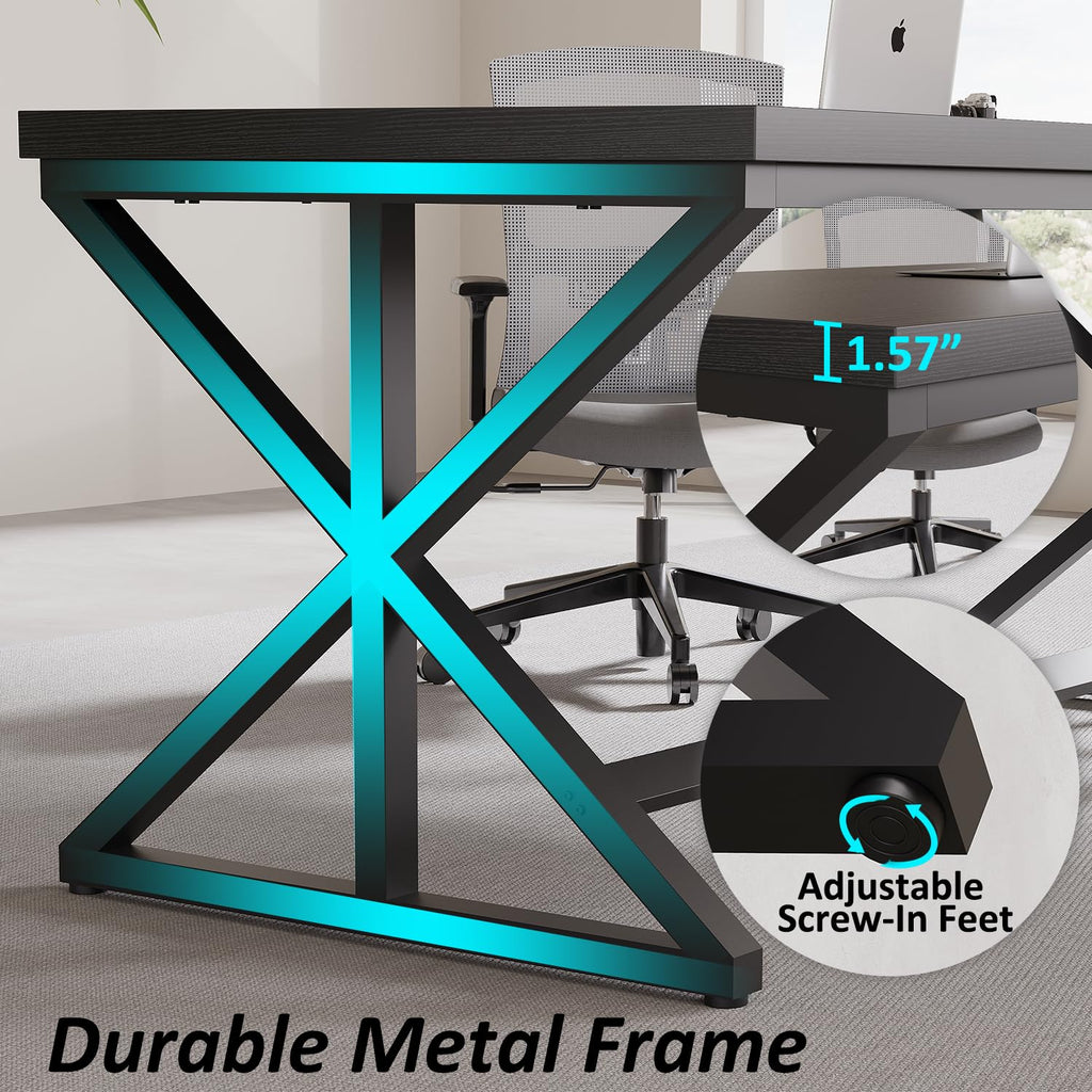 Black 47 Inch Wooden Metal Office Desk H234254