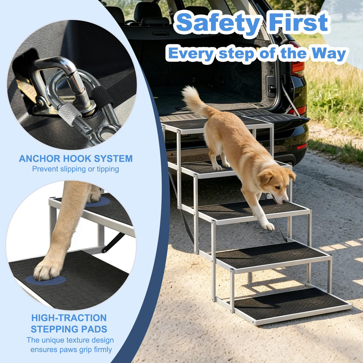 5-Step Foldable Non-Slip Plastic Dog Steps U5617