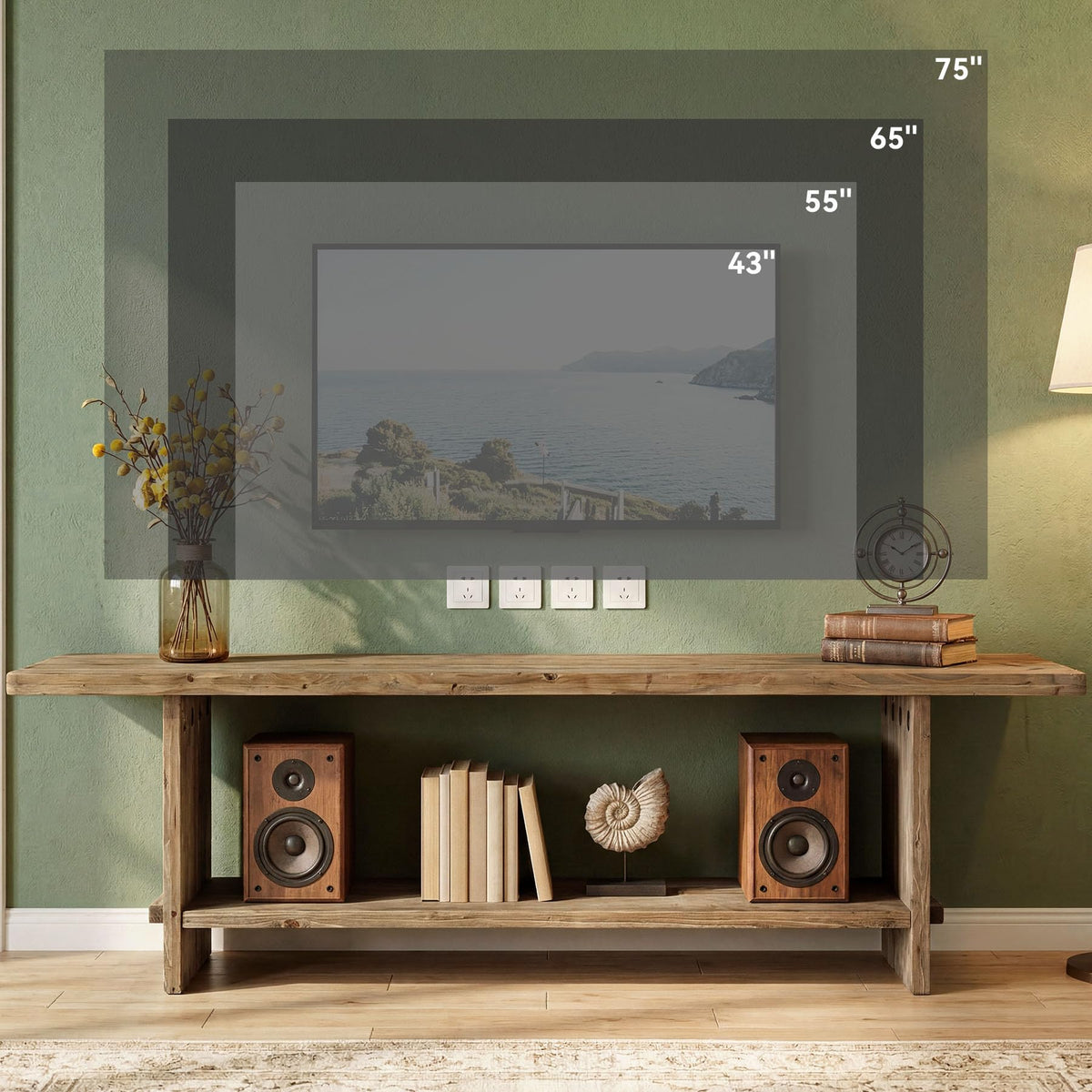 71" Solid Wood 2-Tier TV Stand W311
