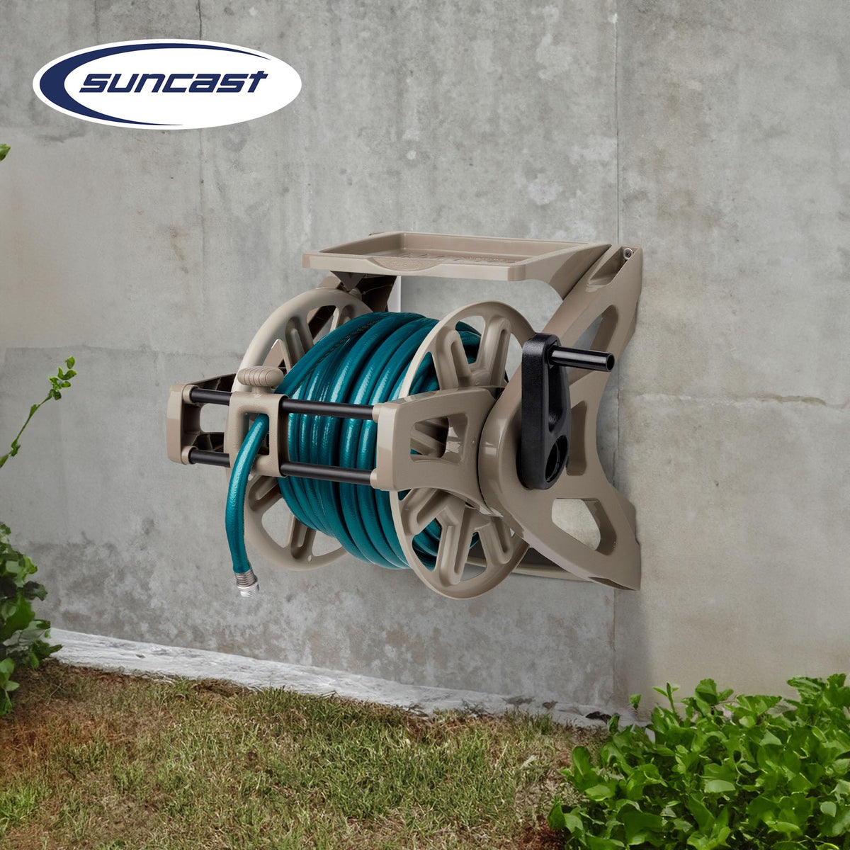 Wall-Mount Hose Reel with Storage Tray A679
