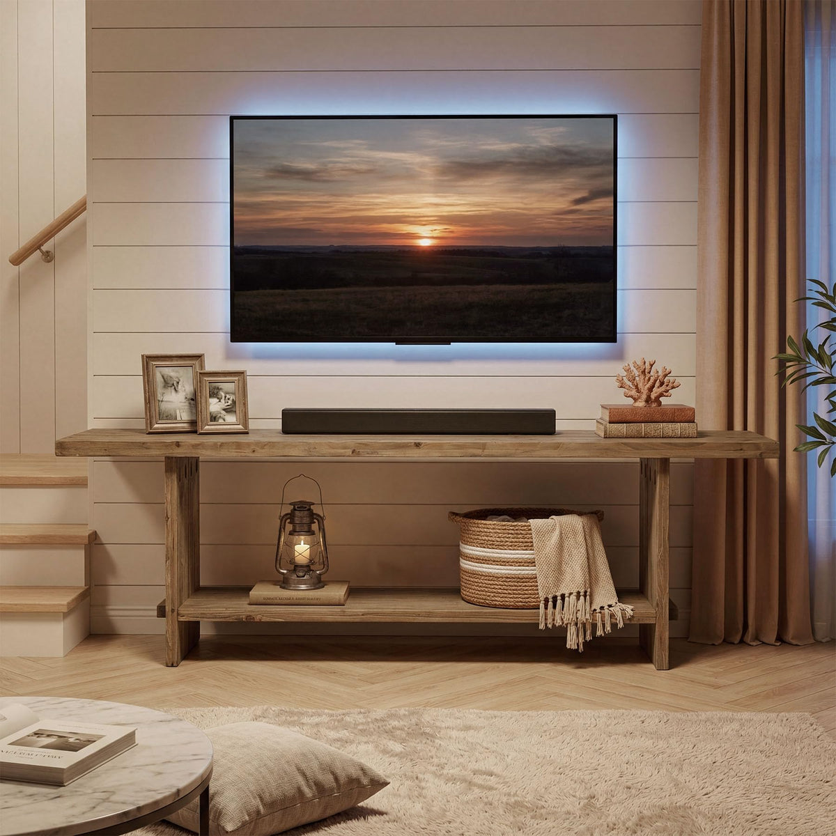 71" Solid Wood 2-Tier TV Stand W311