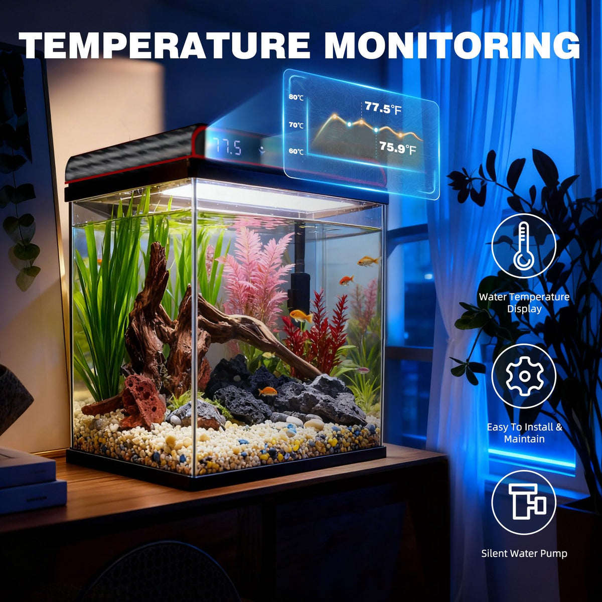 10 Gallon Glass Fish Tank Aquarium Starter Kit S32318
