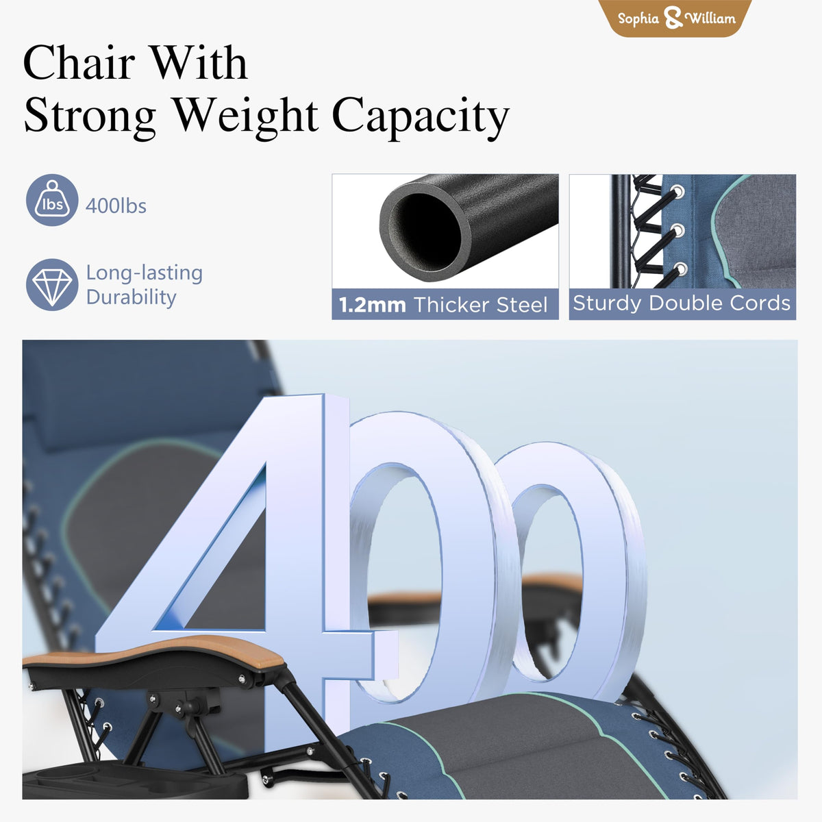 Blue Padded Zero Gravity Chair Set of 2 M6204