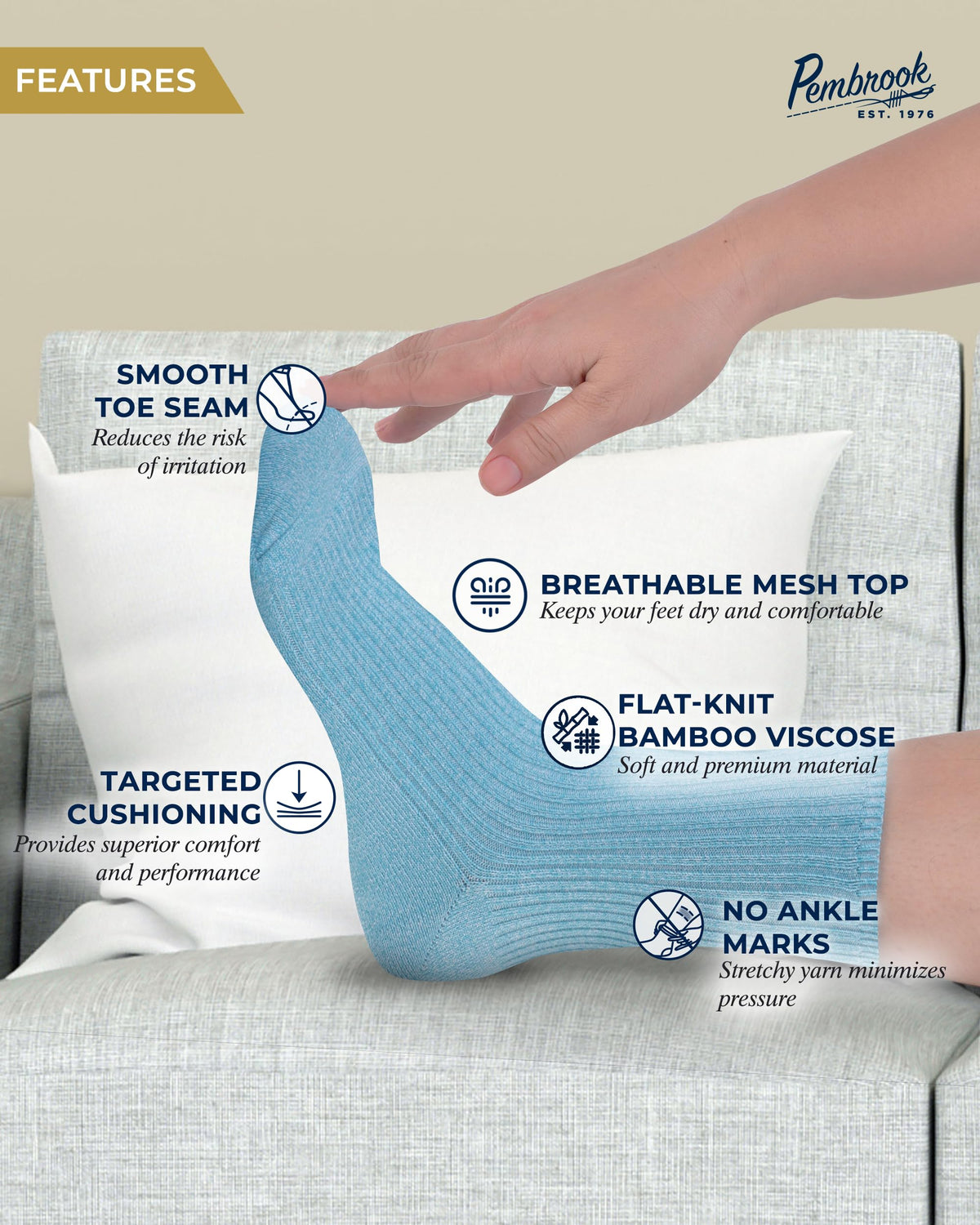 Ribbed Knit Bamboo Viscose Diabetic Socks for Women 6 Pairs J115