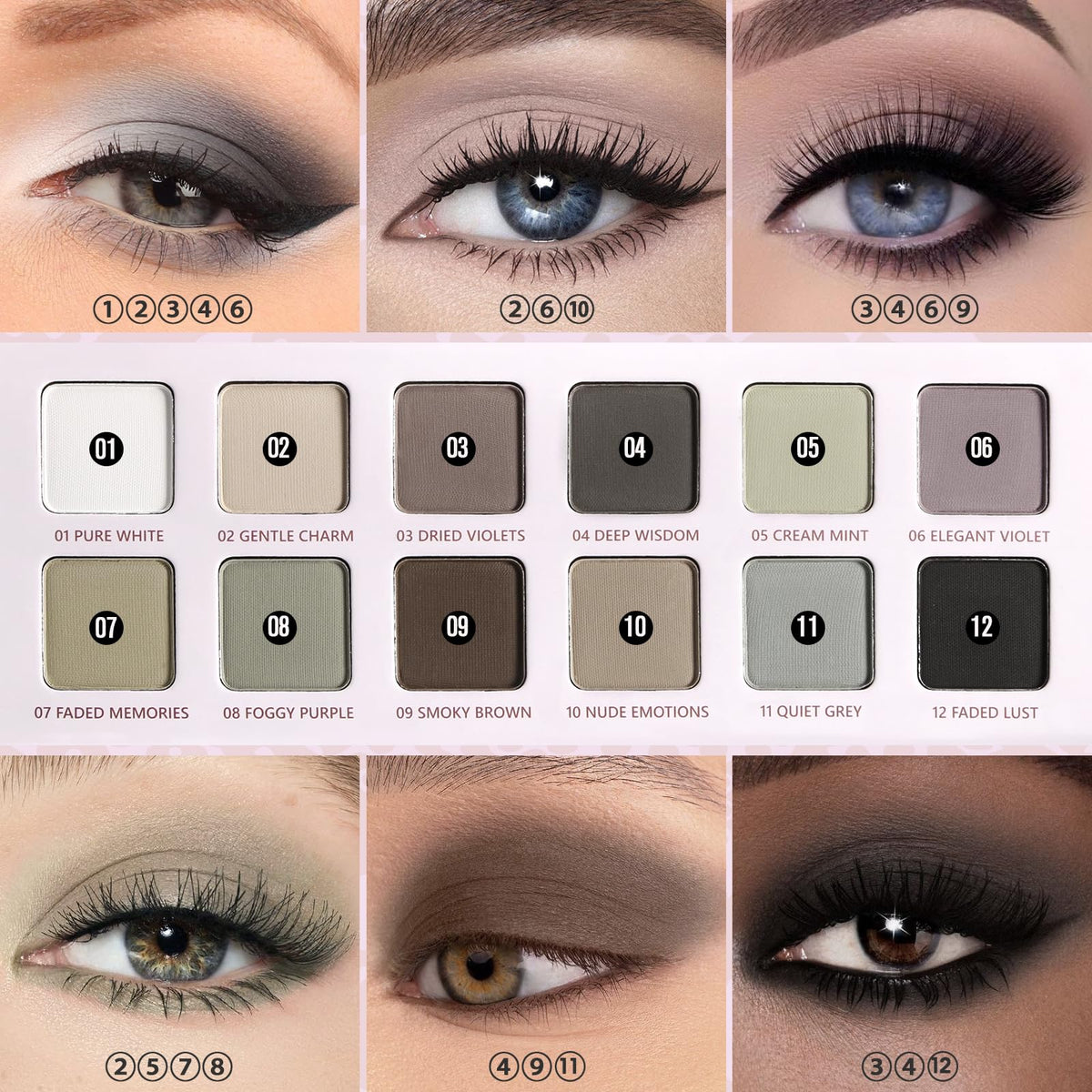 Cool Toned Grey Matte Eyeshadow Palette D501554