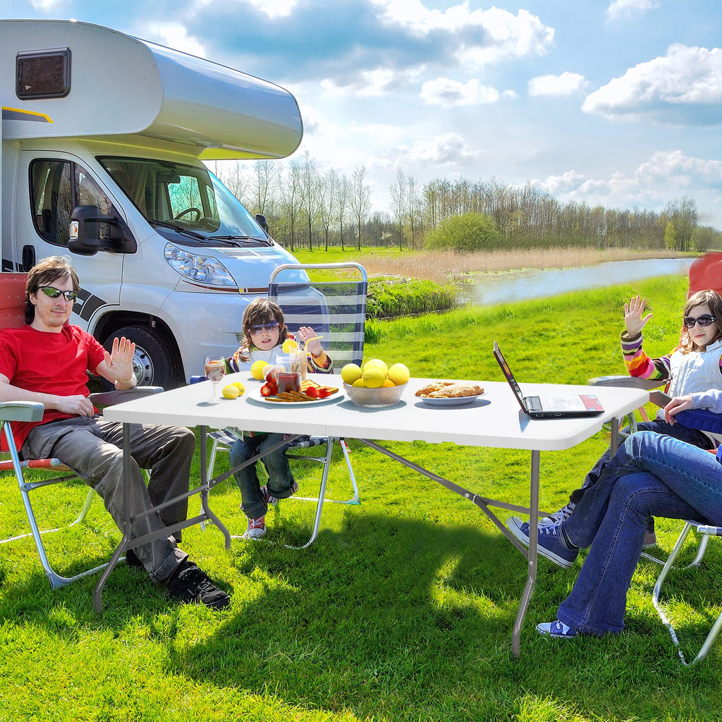 White 6Ft Heavy Duty Folding Picnic Table G1452