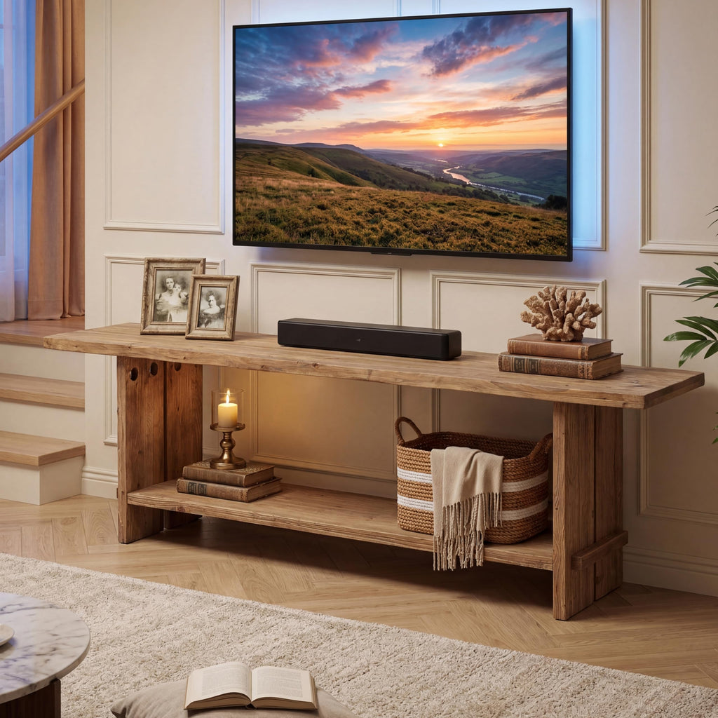 71" Solid Wood 2-Tier TV Stand W311