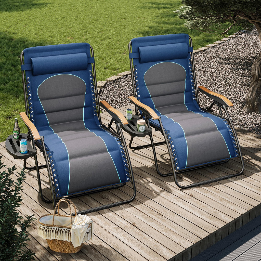 Blue Padded Zero Gravity Chair Set of 2 M6204