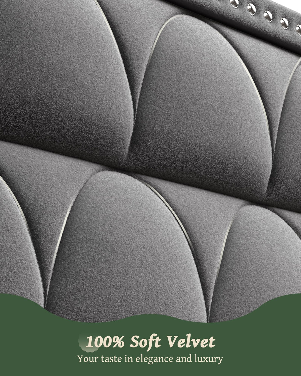 Queen Size Velvet Upholstered Platform Bed Frame R344