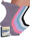 Ribbed Knit Bamboo Viscose Diabetic Socks for Women 6 Pairs J115