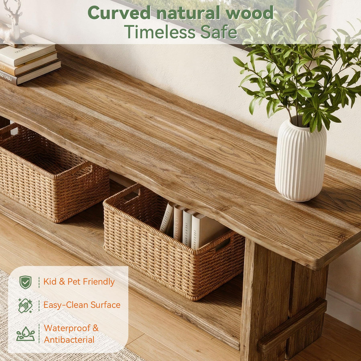71" Solid Wood 2-Tier TV Stand W311