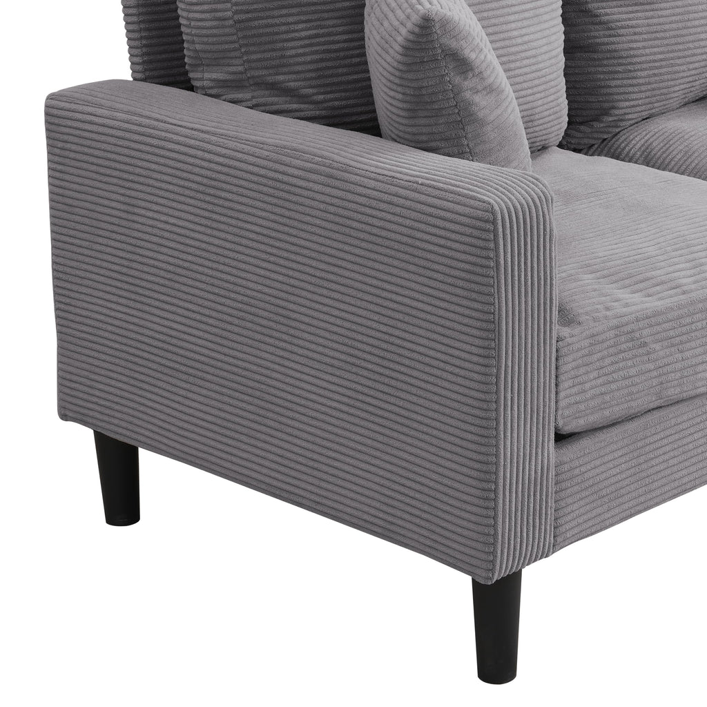 Oversized Corduroy Sofa with 2 Throw Pillows B4550