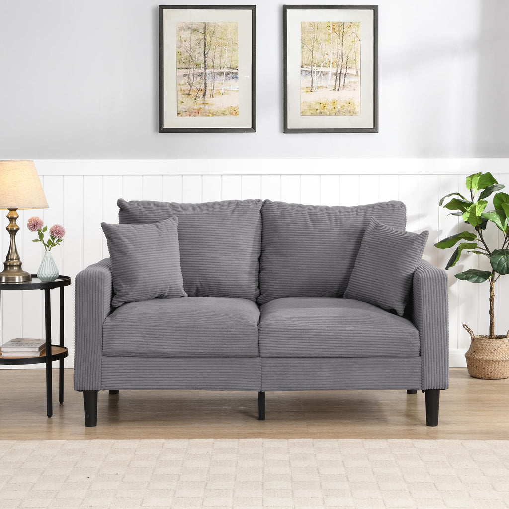 Oversized Corduroy Sofa with 2 Throw Pillows B4550