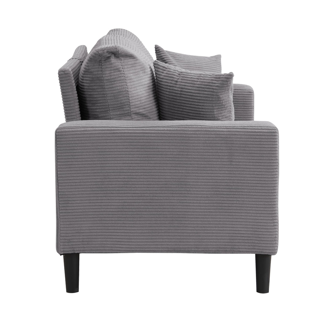 Oversized Corduroy Sofa with 2 Throw Pillows B4550