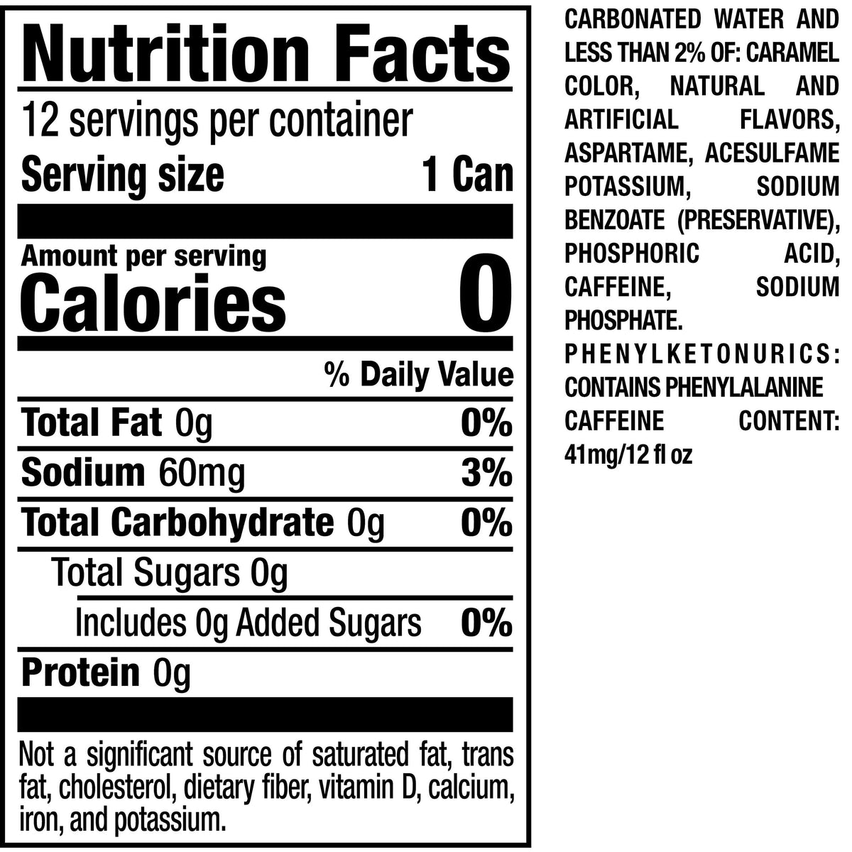 Zero Sugar Soda 12 fl. oz. Cans 12 Pack Pack of 2 V31863