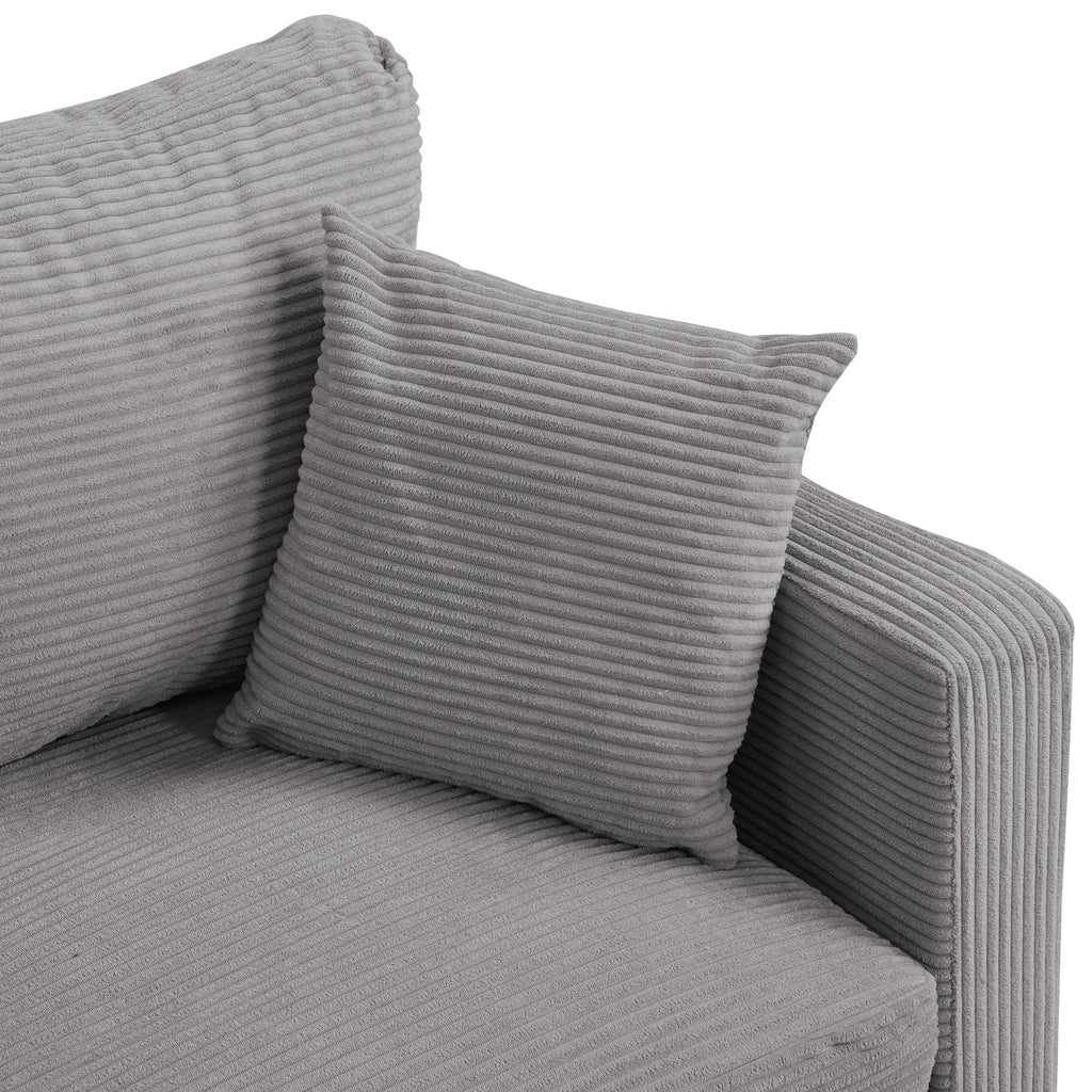 Oversized Corduroy Sofa with 2 Throw Pillows B4550