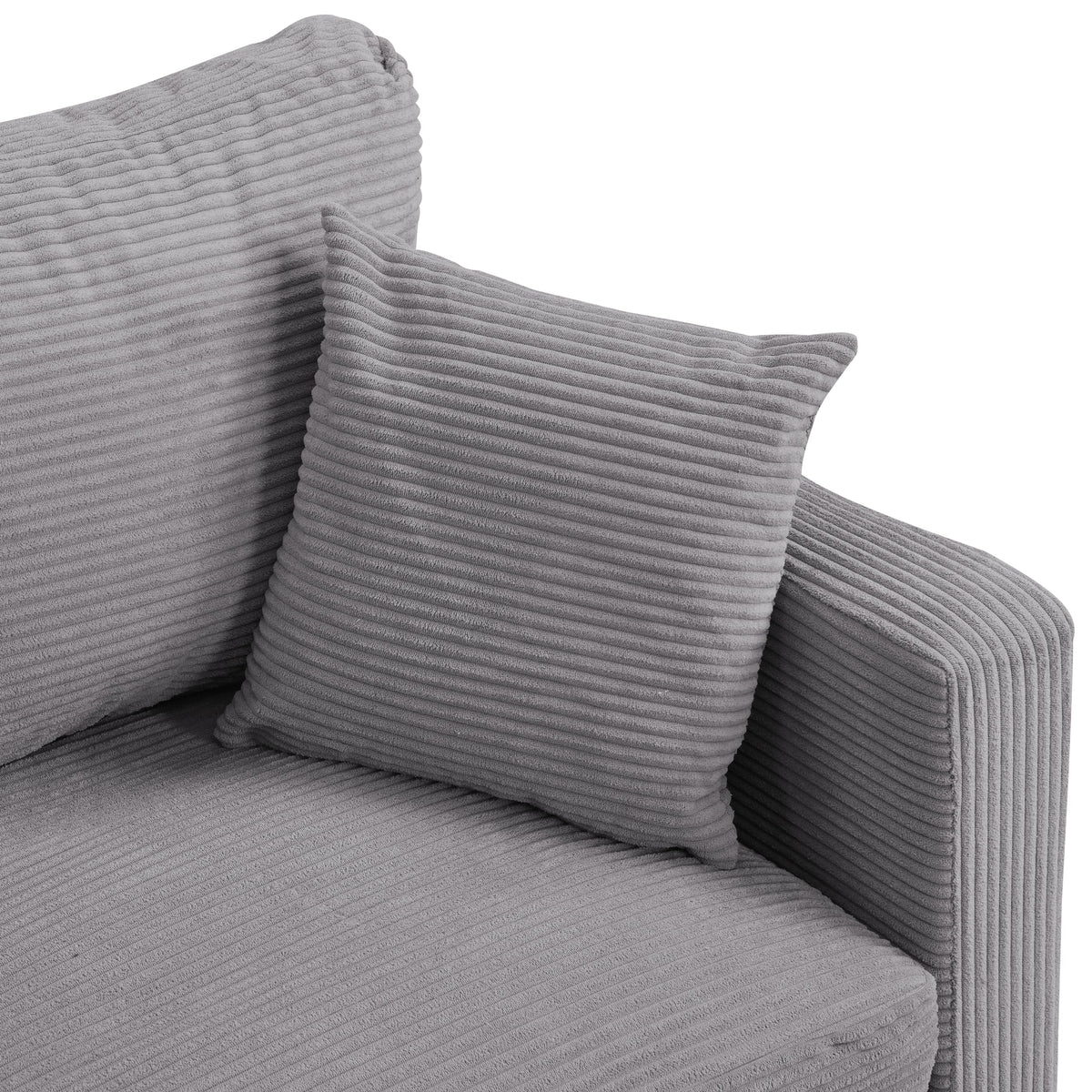 Oversized Corduroy Sofa with 2 Throw Pillows B4550